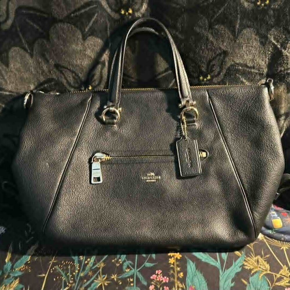 Coach Primrose Pebble Satchel Bag Leather Black Crossbody - See pics!